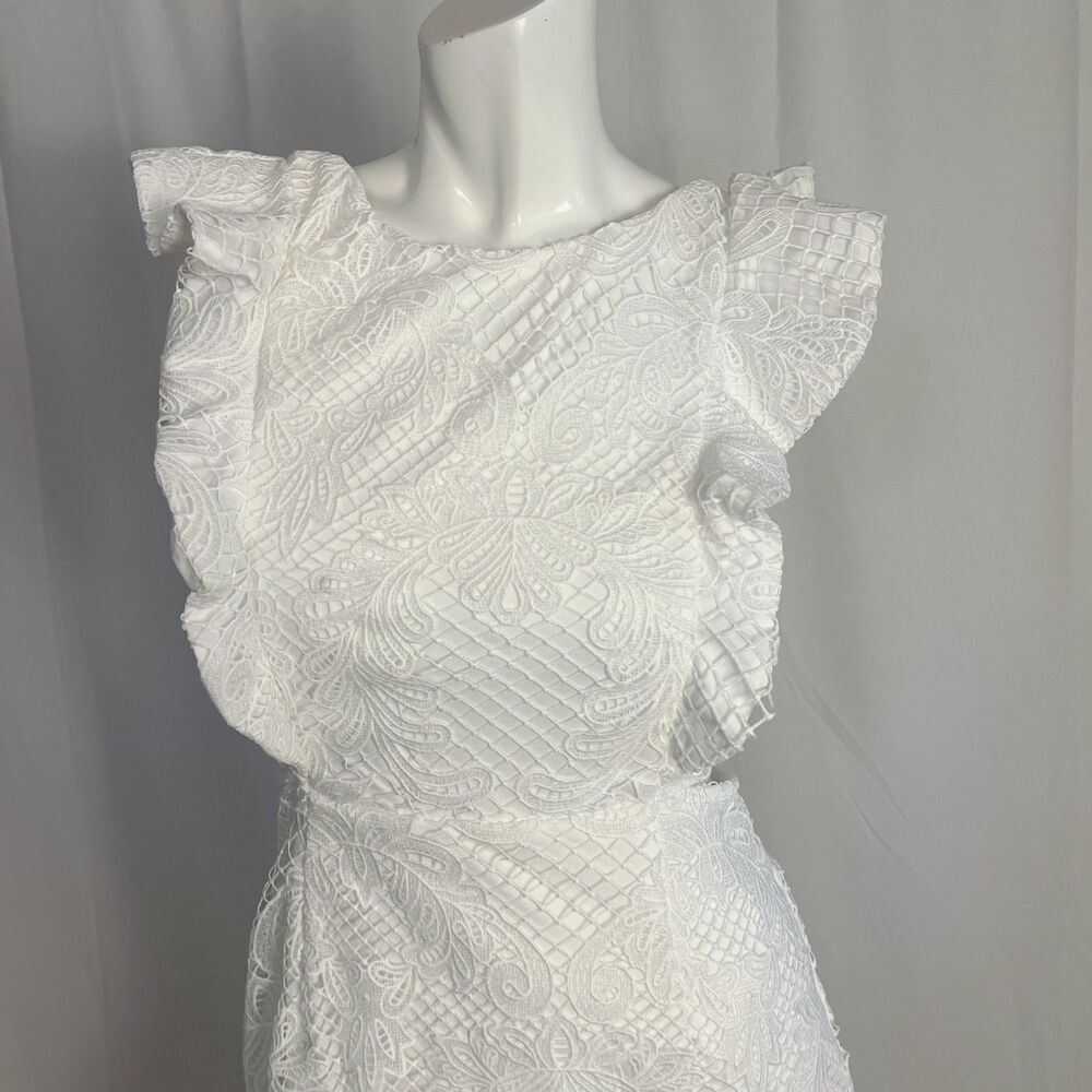 NWT Selfie Leslie Jackie Pinafore Filigree Lace Dress White Crochet Size M - Picture 3 of 8
